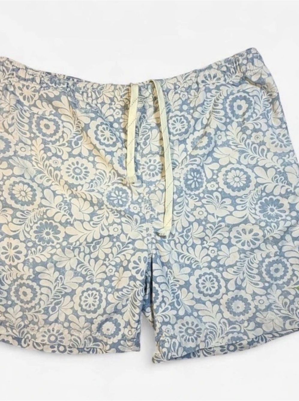 Tommy Bahama Relax Blue Floral Print Swim Trunks Blue & White Medium